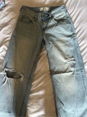 Hollister Light Blue Ripped Baggy Jeans